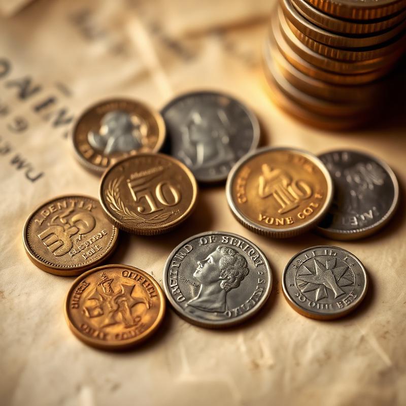 Moedas antigas de ouro e prata